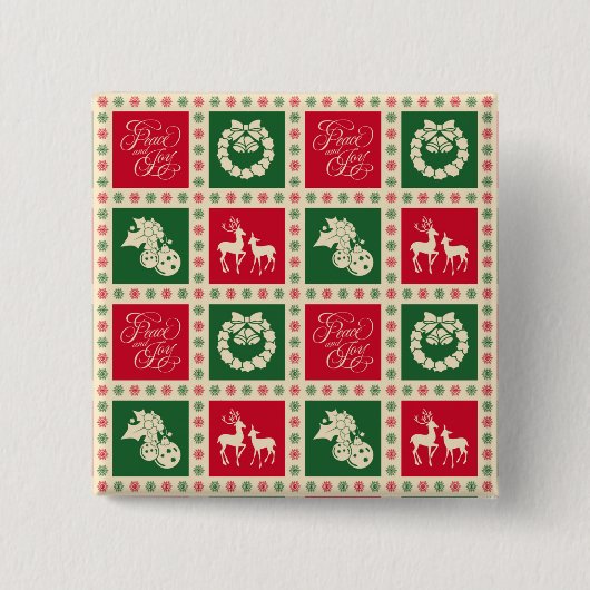 Vrede en vreugde vierkante button 5,1 cm (Voorkant)