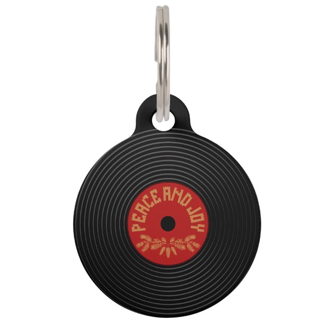 Vrede en vreugde vinyl record ontwerp huisdierpenning (Voorkant)