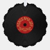 Vrede en vreugde vinyl record ontwerp ornament kaart (Achterkant)