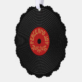 Vrede en vreugde vinyl record ontwerp ornament kaart (Links)