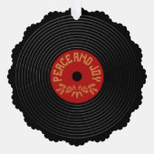 Vrede en vreugde vinyl record ontwerp ornament kaart (Voorkant)