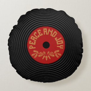 Vrede en vreugde vinyl record ontwerp rond kussen