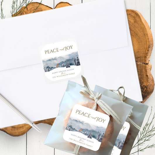 Vrede en vreugde, Waterverf Bos en Fox Vakantie Vierkante Sticker