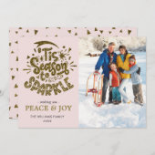 Vrede en vreugde wensend Goud glinsterend Glanzend Feestdagenkaart (Voorkant / Achterkant)