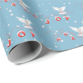 Vrede en Vreugde Witte Duiven Met Sneeuwvlokken Cadeaupapier (Rol Hoek)