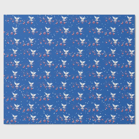 Vrede en Vreugde Witte Duiven Met Sneeuwvlokken Cadeaupapier (Vlak)