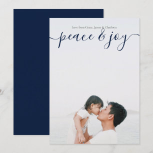 Vrede en vrolijke moderne kerstblauwe Kaart