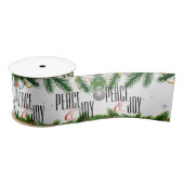 Vrede en vrolijke rode bessen verlaten kerstpatroo satijnen lint (Spoel)