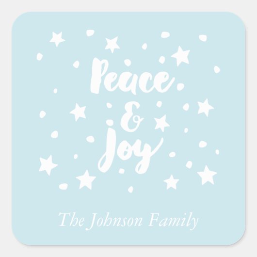 Vrede en vrolijke sterren en Snowflakes kerst Vierkante Sticker (Voorkant)