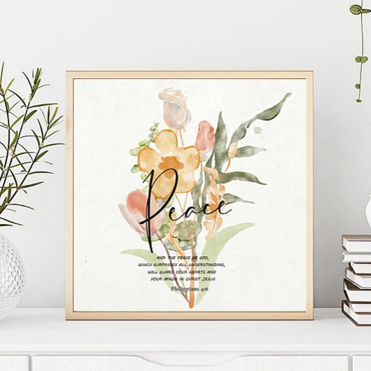 Vrede-Filippijnen 4:6 Oranje floraal Poster