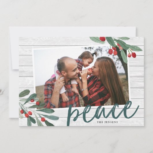 Vrede | Foto van Farmhouse Holly Feestdagenkaart (Voorkant)
