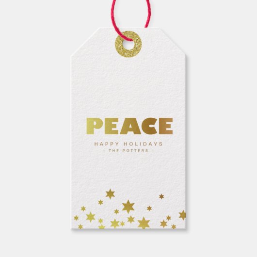 Vrede | Fun Christmas White & Gold Mini Cadeaulabel (Voorkant)