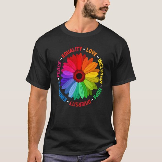 Vrede Gelijkheid Liefde Inclusie Hoop Diversiteit T-shirt (Voorkant)