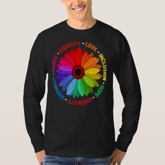 Vrede Gelijkheid Liefde Inclusie Hoop Diversiteit T-shirt (Voorkant)