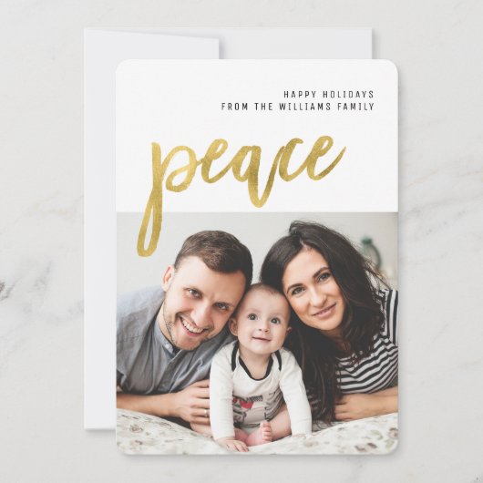 Vrede | Gouden Kalligrafie Foto Vakantie Kaart (Voorkant)