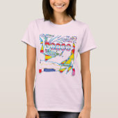 "Vrede" Grafisch met Geel Rood Roze Blauw Ontwerp  T-shirt (Voorkant)