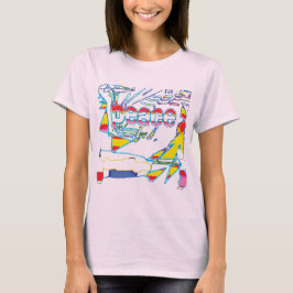 "Vrede" Grafisch met Geel Rood Roze Blauw Ontwerp  T-shirt