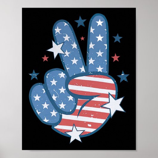 Vrede Hand Teken Groovy 4 juli Poster (Voorkant)