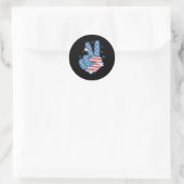 Vrede Hand Teken Groovy 4 juli Ronde Sticker (Tas)