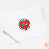 Vrede, hart, 50 ronde sticker (Envelop)