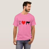vrede, hart, koe t-shirt (Voorkant volledig)