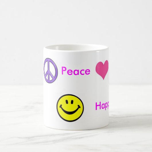 vrede,  hart, vrede, liefde, geluk... koffiemok (Center)