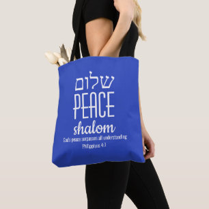 VREDE Hebreeuws שלום Schriftuur Shalom Tote Bag
