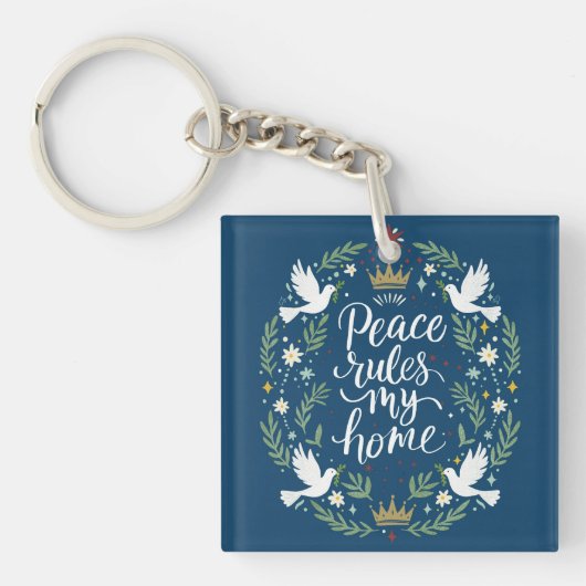 Vrede heerst in mijn huis sleutelhanger (voorkant)