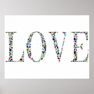 Vrede, het woord 'LOVE' Gemstone Poster