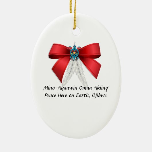 Vrede hier op aarde, Ojibwe Keramisch Ornament (Achterkant)