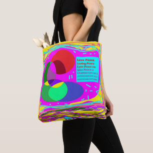 Vrede hippie kunst kleuren voor Kerstmis en elk mo Tote Bag
