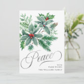 VREDE Holly Berry Tak Kerstgroet Feestdagenkaart (Staand voorkant)