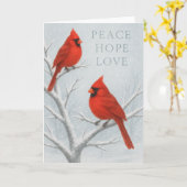 Vrede, hoop en liefde Rode Vogel Kaart (Gele Bloem)