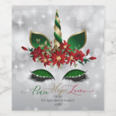 Vrede Hoop Liefde Eenhoring Gezicht Bedrijfsleven Wijn Etiket (Enkel label)