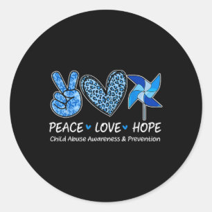 Vrede Hoop Liefde Kindermishandeling Awareness Pin Ronde Sticker
