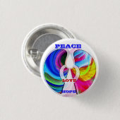 Vrede, hoop, liefde_ ronde button 3,2 cm (Voorkant /achterkant)