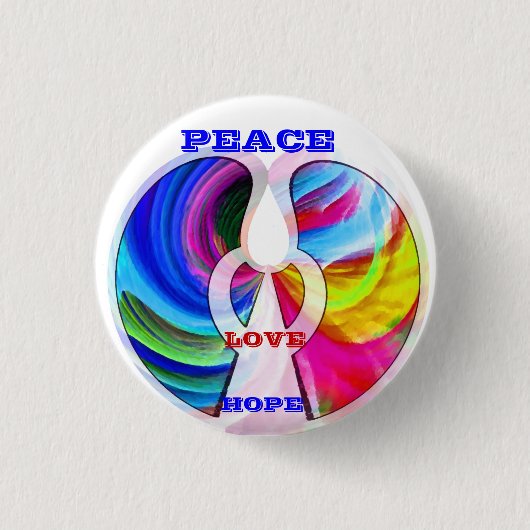 Vrede, hoop, liefde_ ronde button 3,2 cm (Voorkant)