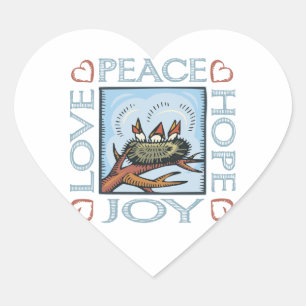 Vrede, hoop, liefde, vreugde hart sticker