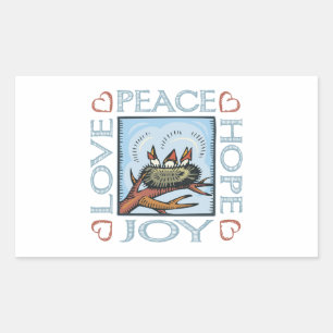 Vrede, hoop, liefde, vreugde rechthoekige sticker