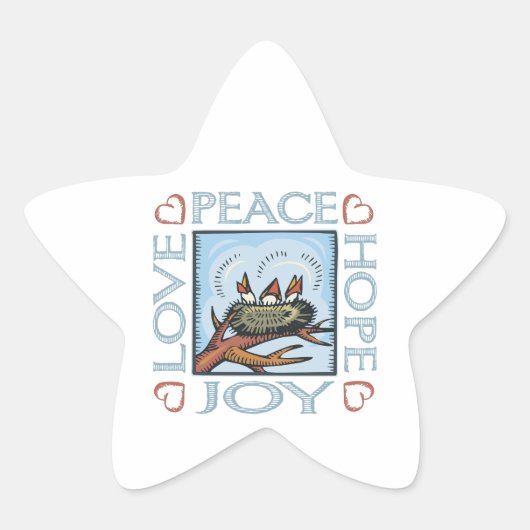 Vrede, hoop, liefde, vreugde ster sticker (Voorkant)
