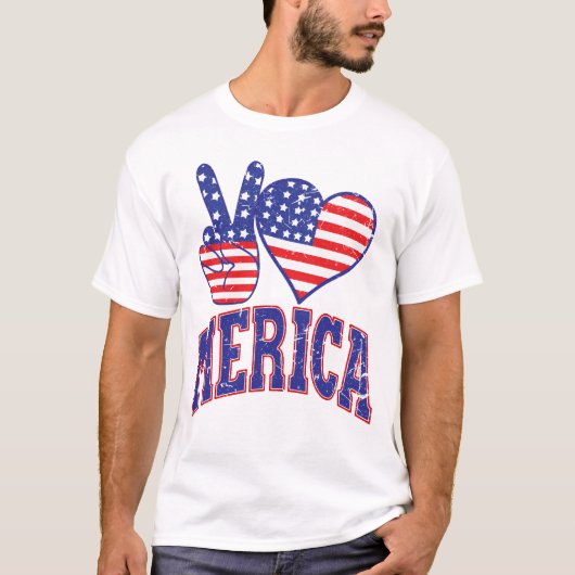 Vrede hou van Amerika Ik hou van Amerika Vierde va T-shirt (Voorkant)