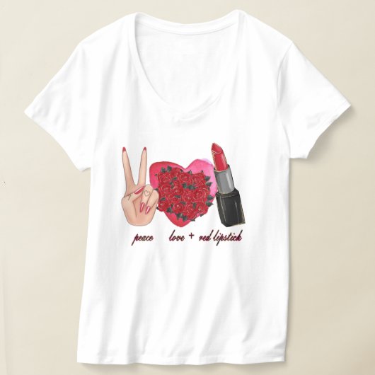 "Vrede houdt van rode lippenstift" Vrouwen T-Shirt (Laagn)