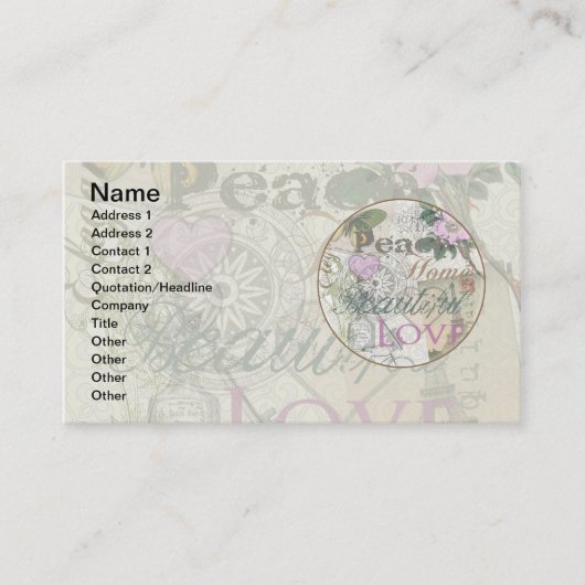  Vrede Huis Mooie Liefde Visitekaartje (Voorkant)