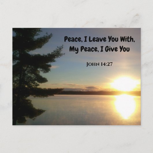 Vrede, ik verlaat u met de Bijbel van de Tekst van Briefkaart (Voorkant)