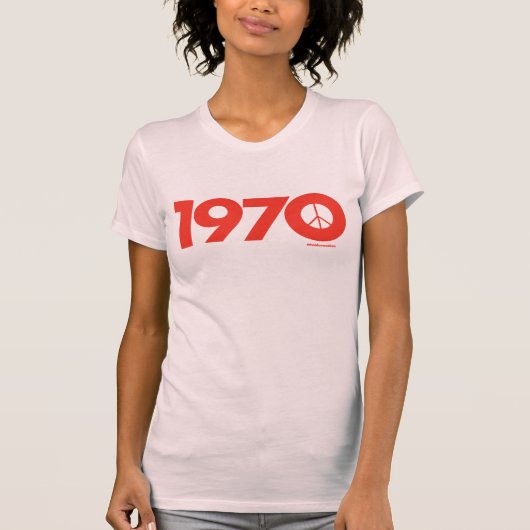 Vrede in 1970 T-shirt (roze) (Voorkant)
