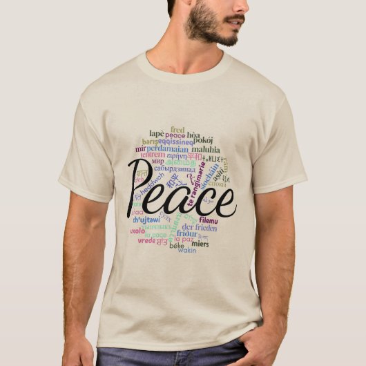 "Vrede" in 50 talen T-shirt (Voorkant)
