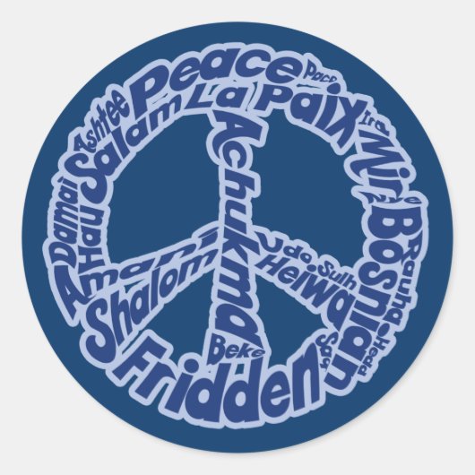 Vrede in alle talen ronde sticker (Voorkant)
