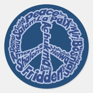 Vrede in alle talen ronde sticker