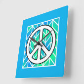 Vrede in blauw en groen Sierkussen Vierkante Klok (Hoek)