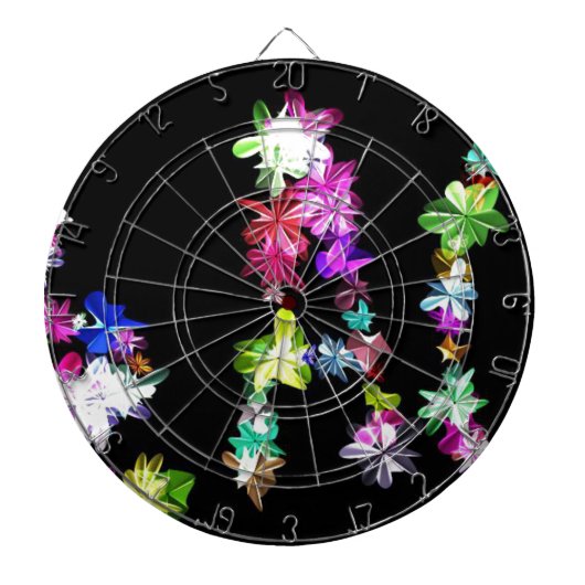 "VREDE" in bloemen Art Print Dartbord (Voorkant)